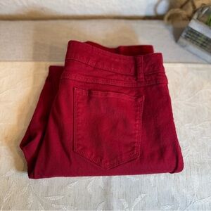 Dana Buchman Jeans Womens Size 12 Solid Red‎ Pants Stretch Cotton Blend